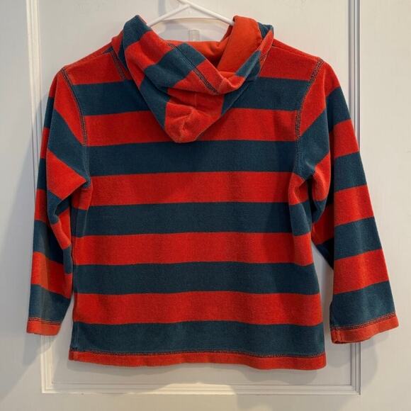 Mini Boden Size 7 - 8 Red and Blue Striped Terry Pullover Hoodie - Picture 2 of 4
